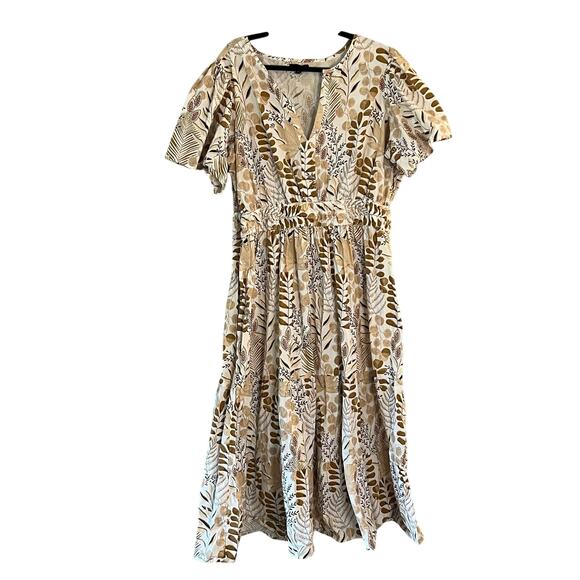 Meadow Rhodes Women’s Dress 3X Boho Fall Tiered Maxi Short Sleeve Cotton Cottage - Picture 2 of 5